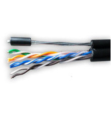 Кабель витая пара U/UTP кат.5E 4х2х24AWG solid CU PE Outdoor Standard трос черн. (м) SUPRLAN 01-0322-1