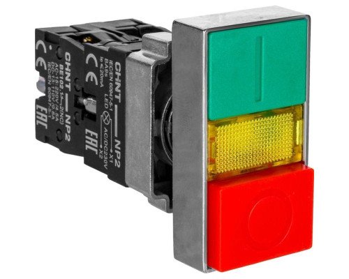 Кнопка двойная NP2-EW8465 1НО+1НЗ AC/DC 220/230В(LED) IP40 CHINT 574745