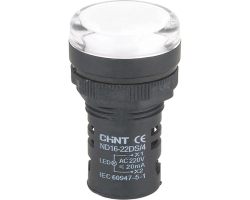 Индикатор ND16-22DS/4 бел. AC 230В (R) CHINT 593085