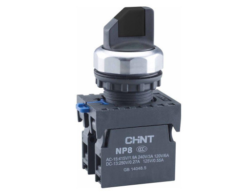 Переключатель без подсветки NP8-11X/312 3 полож. с фиксацией черн. 1НО+1НЗ IP65 (R) CHINT 667137