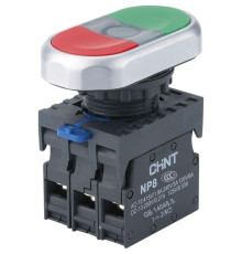 Кнопка двойная NP8-11SD 1НО+1НЗ зел. AC 110В-220В(LED) IP65 (R) CHINT 667173