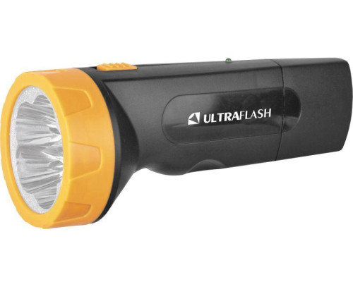 Фонарь аккумуляторный LED3827 5LED аккум. SLA 220В пластик. черн./желт. (кор.) Ultraflash 11241