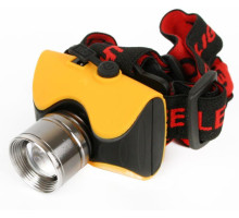 Фонарь аккумуляторный налобный E157 CREE 3Вт фокус 2 режима 220В пластик. желт. (бокс) Ultraflash 12351