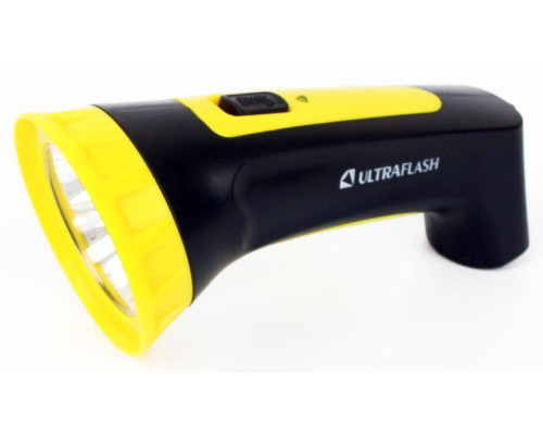 Фонарь аккумуляторный LED3804M 4LED аккум. SLA 220В пластик. черн./желт. (кор.) Ultraflash 12867