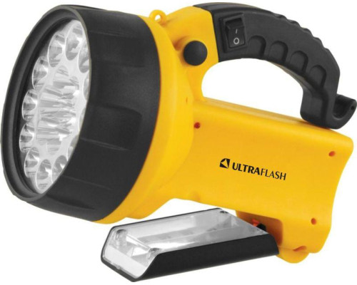 Фонарь аккумуляторный UF3712LED 19LED аккум. 4В 2А.ч 220В/12В пластик. желт. (кор.) Ultraflash 8310