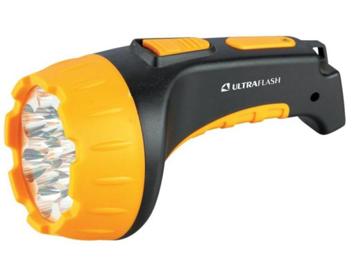 Фонарь аккумуляторный LED3815 15LED 2 режима аккум. SLA 220В пластик. черн./желт. (кор.) Ultraflash 9217