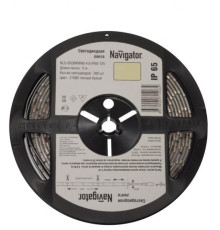 Лента светодиодная 71 411 NLS-3528WW120-9.6 IP65 12B R5 9.6Вт/м (уп.5м) Navigator 71411