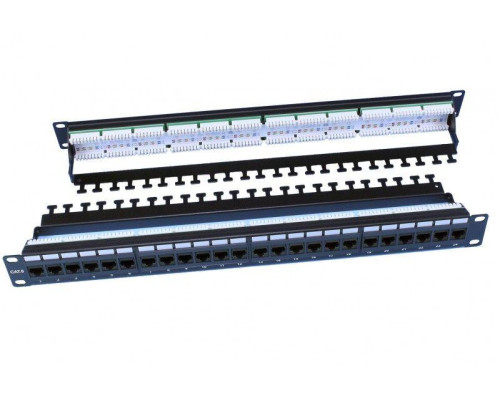 Патч-панель 19дюйм 1U RJ45 кат.6 24 порта Dual IDC ROHS PP3-19-24-8P8C-C6-110D черн. Hyperline 246107