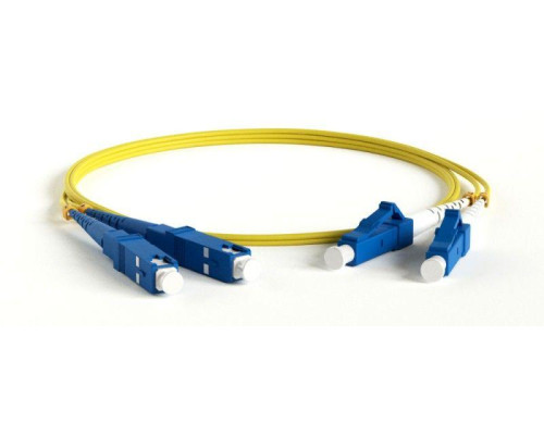 Патч-корд FC-D2-9-LC/UR-SC/UR-H-1M-LSZH-YL волоконно-оптический (шнур) SM 9/125 (OS2) LC/UPC-SC/UPC duplex LSZH 1м Hyperline 28387