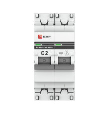 Выключатель автоматический модульный 2п C 2А 4.5кА ВА 47-63 PROxima EKF mcb4763-2-02C-pro