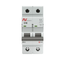 Выключатель автоматический модульный 2п C 10А 6кА AV-6 AVERES EKF mcb6-2-10C-av