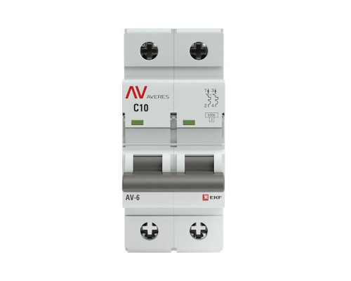 Выключатель автоматический модульный 2п C 10А 6кА AV-6 AVERES EKF mcb6-2-10C-av