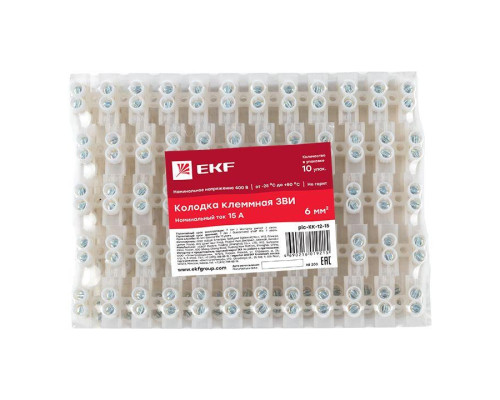 Колодка клеммная полистирол 12мм 15А EKF plc-KK-12-15