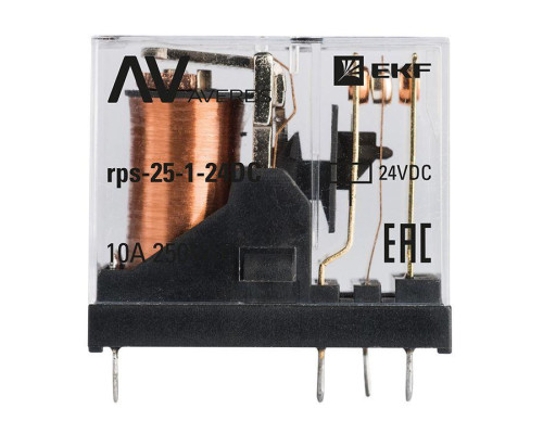 Реле промежуточное РП slim 25/1 10A 24В DC AVERES EKF rps-25-1-24DC
