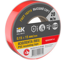 Изолента 0.15х15мм (рул.20м) красн. IEK EX-IZ10-C15-15-20-K04