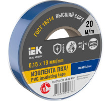 Изолента 0.15х19мм (рул.20м) син. IEK EX-IZ10-C15-19-20-K07