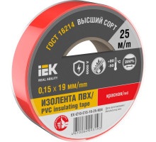 Изолента 0.15х19мм (рул.25м) красн. IEK EX-IZ10-C15-19-25-K04
