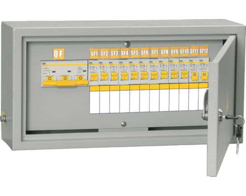 Щит ОЩВ-12/ОБЩ-3-100-12-0 (ВВ100А 12х16А) IP31 IEK MSM10-3N-100-12-31