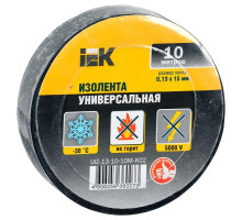 Изолента ПВХ 0.13х15мм (рул.10м) черн. IEK UIZ-13-10-10M-K02